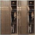 Chinese-style multi-function solid wood wardrobe 3d model