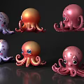 Six Cute Cartoon Octopus Characters With Colorful Bodies Big Eyes And Smiling Faces