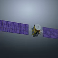 Satellite With Large Solar Panels And Communication Dish In Space 3d model
