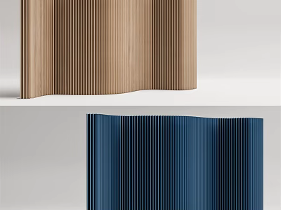 Modern Brown And Blue Room Divider With Vertical Ribbed Design For Interior 3d model