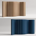 Modern Brown And Blue Room Divider With Vertical Ribbed Design For Interior