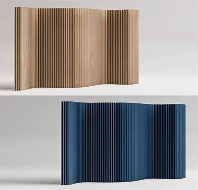 Modern Brown And Blue Room Divider With Vertical Ribbed Design For Interior 3d model