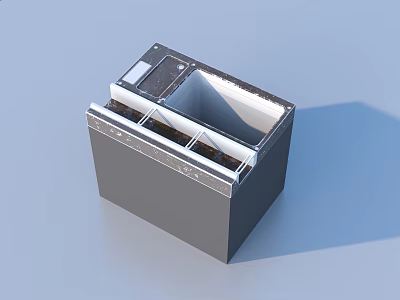 Gray 3D Model Container Box With Open Top And Internal Structure 3d model