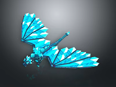 Blue Crystal Dragon With Sharp Ice Wings In 3D Fantasy Design 3d model