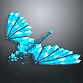 Blue Crystal Dragon With Sharp Ice Wings In 3D Fantasy Design