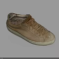 Brown Leather Casual Sneakers With Classic Lace Up Design And White Sole