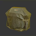 Gray Outdoor Grill Cover With Protective Straps And Brand Label For Home Use