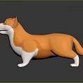 Contemporary Table Displaying Orange White Corgi Model On Reflective Surface 3d model