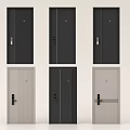 Various Security Doors in Black and Light Gray with Modern Designs and Secure Locks 3d model