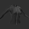 Black Jacket With White Zipper Long Sleeves And Red Stitching Design
