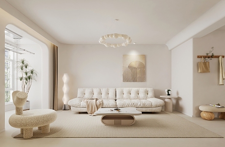 modern living room cream home living room 3d model