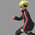 Anime Game Character With Blonde Hair Black Outfit And Multiple Dynamic Poses
