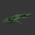 Green Futuristic Spaceship Model With Sleek Aerodynamic Design And Angular Structure
