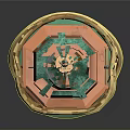 Green Crystal Decorative Pendant With Copper Ornamental Accents And Ring Top