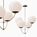 Modern Chandeliers With Multiple White Globe Shades And Metal Support Frames