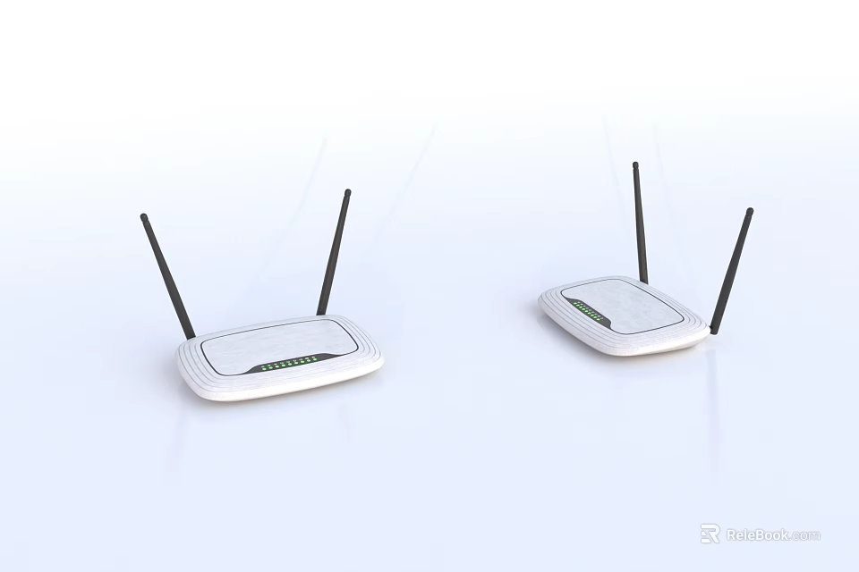White Wireless Routers With Black Antennas For Home Daily Electrical Use 3d model 