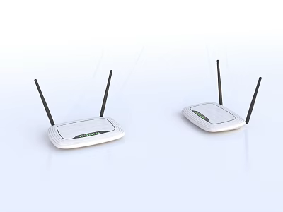 White Wireless Routers With Black Antennas For Home Daily Electrical Use 3d model