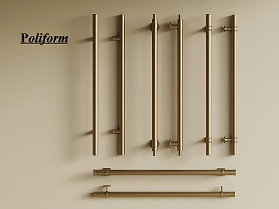 Poliform Golden Furniture Handles In Different Styles For Cabinets And Drawers 3d model
