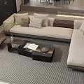 Modern Living Dining Room Interior With Sofa TV Wall And Decorative Plants
