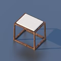 Modern Minimalist Stool With Wooden Frame And White Square Cushion Design