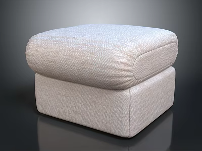 Comfortable Modern Beige Square Upholstered Ottoman With Textured Surface And Simple Design 3d model