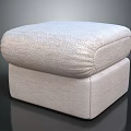 Comfortable Modern Beige Square Upholstered Ottoman With Textured Surface And Simple Design 3d model