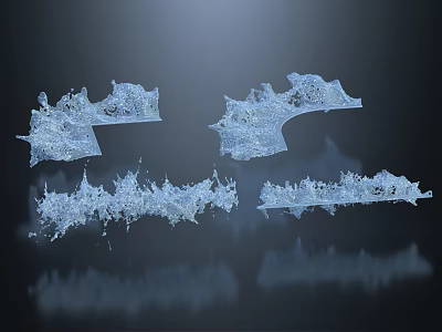 Abstract Crystalline Structures With Transparent Ice Like Formations On Dark Background 3d model