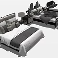 Stylish Double Bed Interior With Nightstand Table Lamp Pillows And Comforter