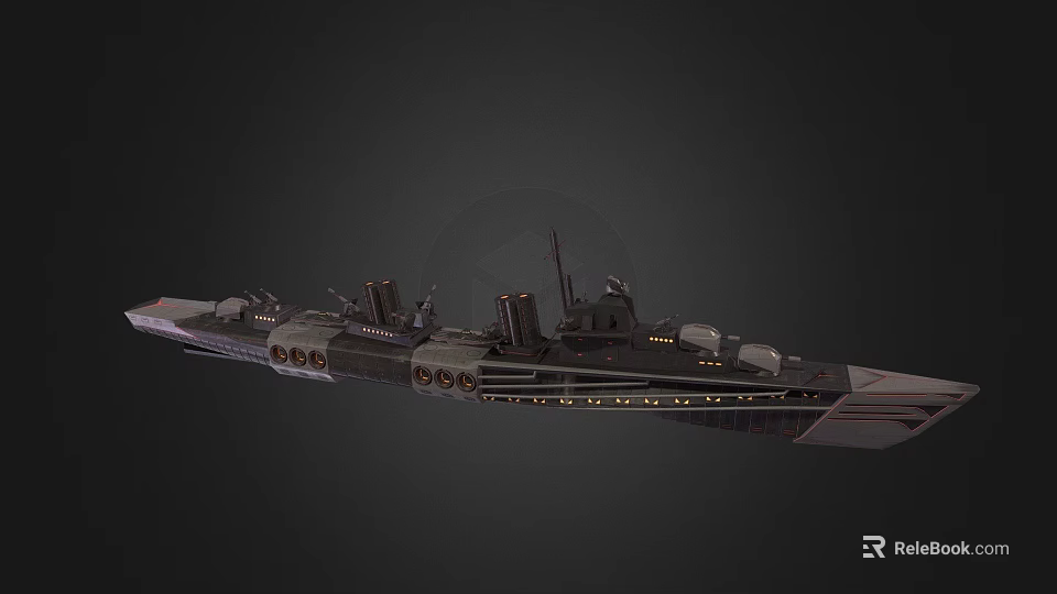 Futuristic Warship With Advanced Structures And Design 3d model 