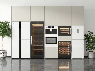 Modern Wine Cabinet Interior Design With Built in Storage And Kitchen Appliances 3d model