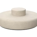 Round Beige Fabric Ottoman With Double Circular Layers And Modern Style 3d model