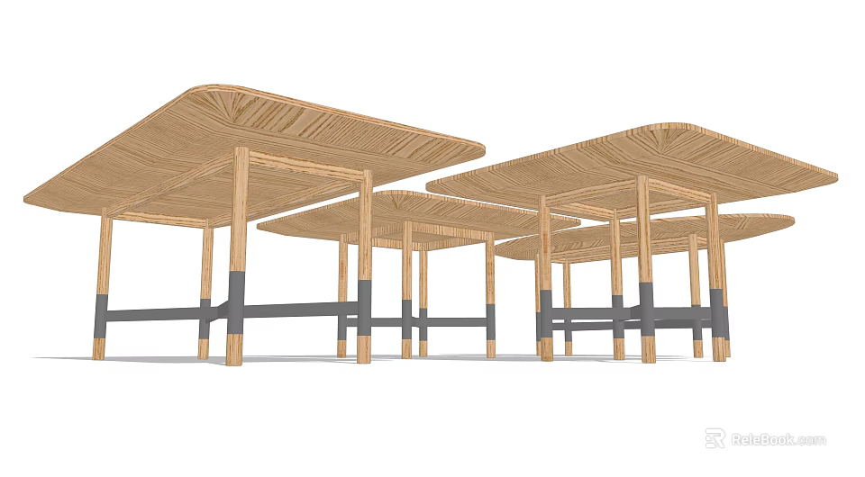 Simple Style Wooden Dining Tables With Woven Tabletop And Gray Accent Legs 3d model 