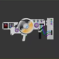 Futuristic Weapon With Coil Structure Glowing Cables And Control Panel 3d model
