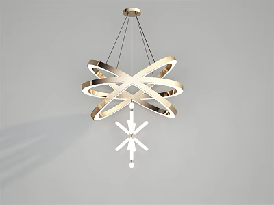 Elegant Modern Metallic Chandelier With Intertwined Circular Rings For Interior Decor Lighting Fixture 3d model