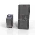 Black Industrial Equipment With Stackable Unit And Wheeled Device Display Screens And Control Buttons