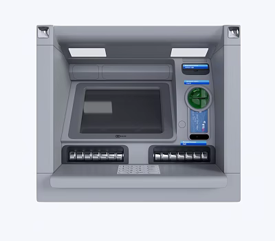 Public ATM Machine Facility With Digital Screen Cash Dispenser And User Interface 3d model