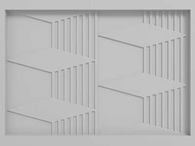 Modern Geometric Background Wall with Abstract Patterns and Vertical Lines in Minimalist White Design 3d model