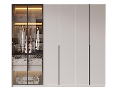 Light Luxury Wardrobe Multi-function Glass Wardrobe 3d model