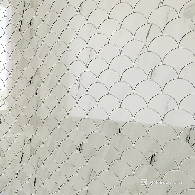 Elegant Scalloped Marble Tile Design For Modern Wall Decoration And Interior Aesthetics 3d model 