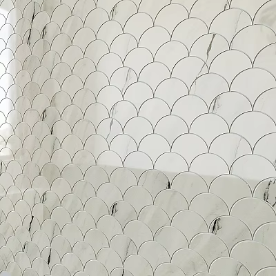 Elegant Scalloped Marble Tile Design For Modern Wall Decoration And Interior Aesthetics 3d model