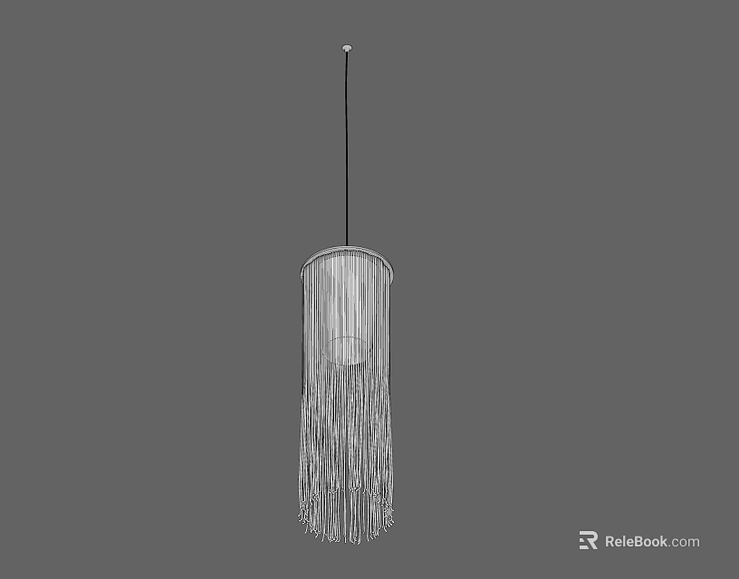 Elegant Modern Cylindrical Chandelier With Hanging Crystal Decorative Light Fixture 3d model 
