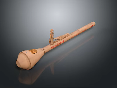 Portable Rocket Launcher with Conical Warhead Long Cylindrical Barrel and Marked Body 3d model