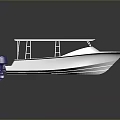 White Modern Boat With Canopy Open Deck And Blue Outboard Motor 3d model