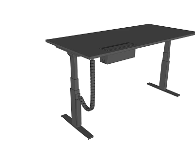 Black Electric Adjustable Height Desk With Storage Drawer And Cable Management 3d model