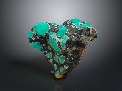 Raw Natural Black Stone Featuring Green Spots And Irregular Shiny Surface Texture 3d model