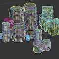 Various Sizes Wooden Barrels And Crates For Storage And Home Use