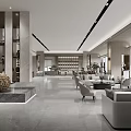 Modern Elegant Office Lobby Interior With Spacious Layout Marble Flooring And Floor to Ceiling Windows 3d model