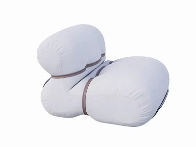 Comfortable Single Sofa With Soft White Pillow Back And Gray Decorative Straps 3d model