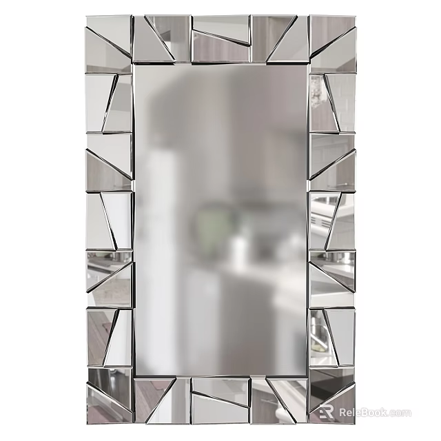 Contemporary Geometric Mirror With Decorative Glass Frame For Wall Decor 3d model 