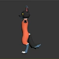 Cartoon Cat Video Game Character With Blue Ears Yellow Eyes Orange Jumpsuit And Outstretched Arms
